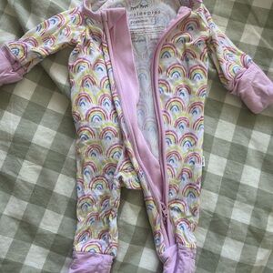 Little Sleepies Pink Rainbow Print Footed One-Piece